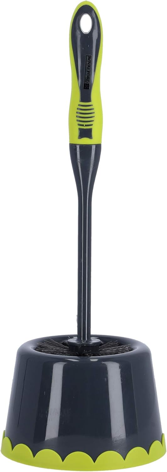 Toilet Brush with Holder - Easy Storage with Comfortable Handle - Compact Round Design - Clears Clogged Toilets and drains - Ideal for Home & Office Use