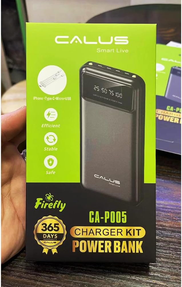 20000mAh Power Bank Calus,Portable Charger with Wireless Charging, USB-C Power Delivery Port, QC 3.0 Port, 5V/3A USB Ports, IP66 Protection and LED