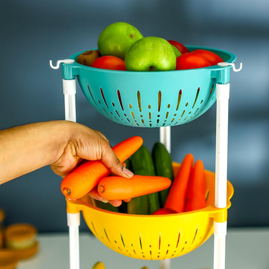 Plastic Countertop Dish Rack RF12480 for Kitchen Fruit Vegetables Storage Basket Modern Organizer- 4 Layer Shelf Cart kitchenware Food, Snacks, Bottles, Toys, Tired Shelf