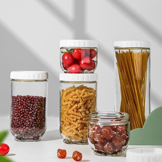 Glass Jars with Threaded Lid, Glass Canister Airtight Jar Container, Glass Food Storage Containers, Kitchen Organization Jar Set for Pasta, Oats, Coffee, Flour, Sugar, Rice (3 PCS)