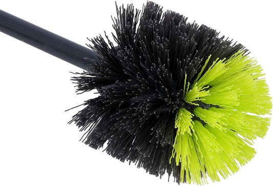 Toilet Brush with Holder - Easy Storage with Comfortable Handle - Compact Round Design - Clears Clogged Toilets and drains - Ideal for Home & Office Use