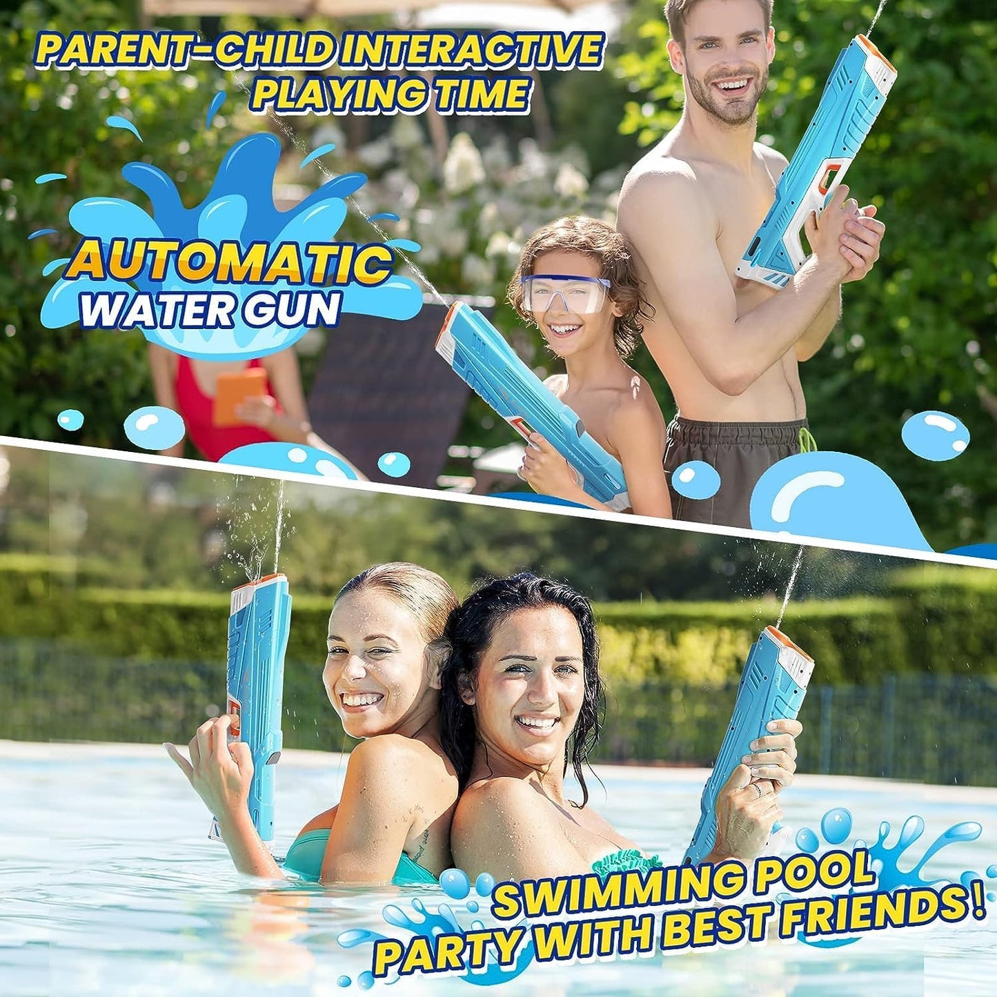 Kids Electric Water Gun, High Pressure Water Gun Electric Powerful Squirt Guns, Automatic Large Capacity Water Blasters for Kids & Adults Summer Pool Beach Party