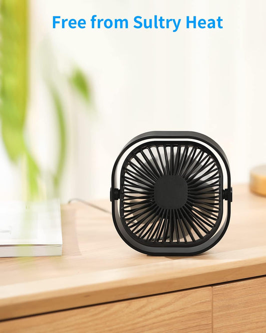 Small USB Desk Fan, 4 Inch Quiet Mini Table Fan, 3 Speeds Portable Desktop Fan, 360°Rotatable Little Personal Fan, Small Cooling Fan with USB Cable ,Mini Fan for Home Office Bedroom Summer Gift.