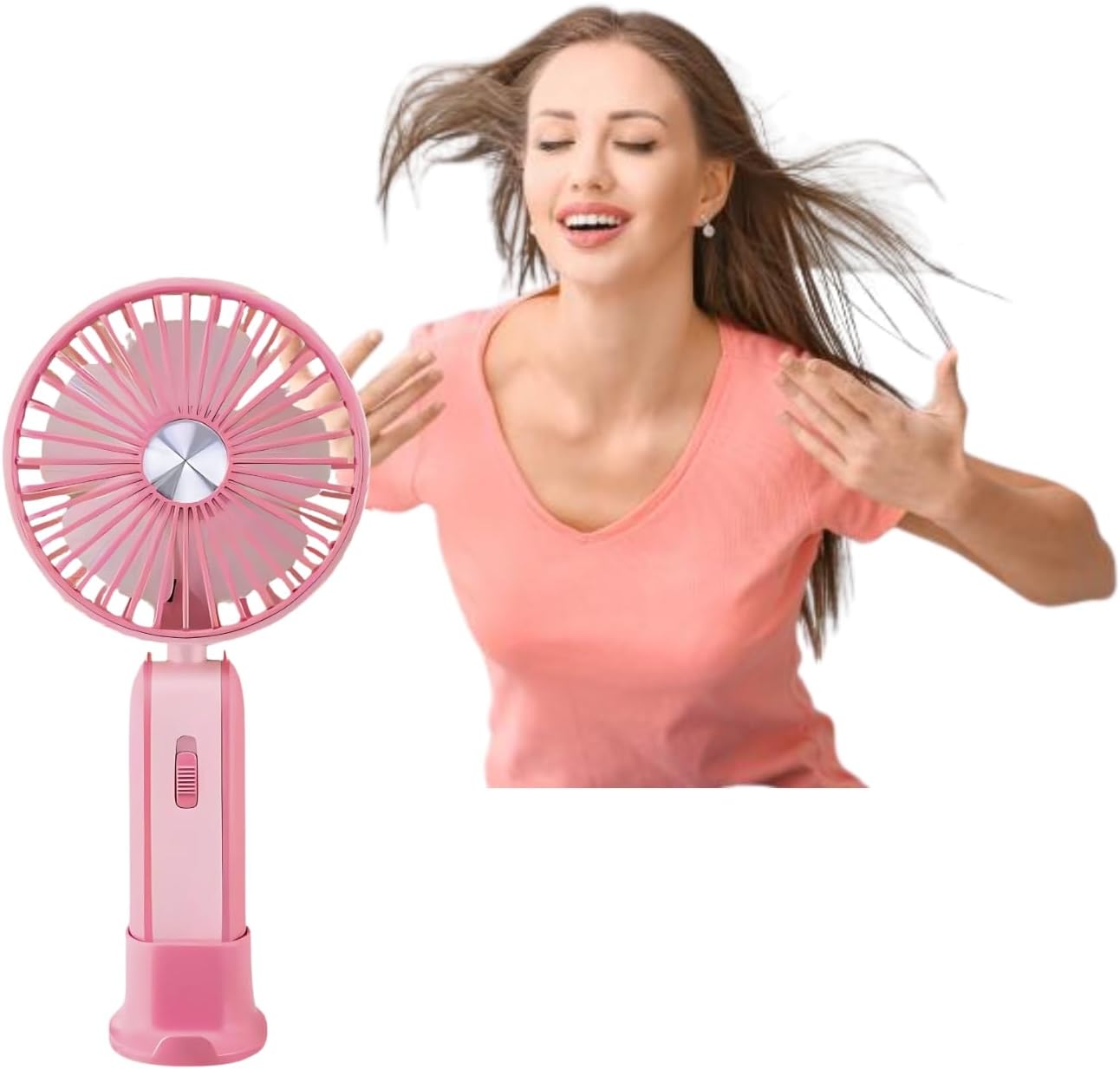 Mini Handheld Foldable USB Rechargeable Cooling Fan 2 in 1 Portable Fan with Strong Wind Cool Breeze Gears Personal Fan Lightweight USB Charging Mini Fan