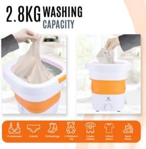 Portable Folding Washing Machine with Spin Dryer, Mini Washer for Baby Clothes, Underwear, Socks, Camping, Travelling