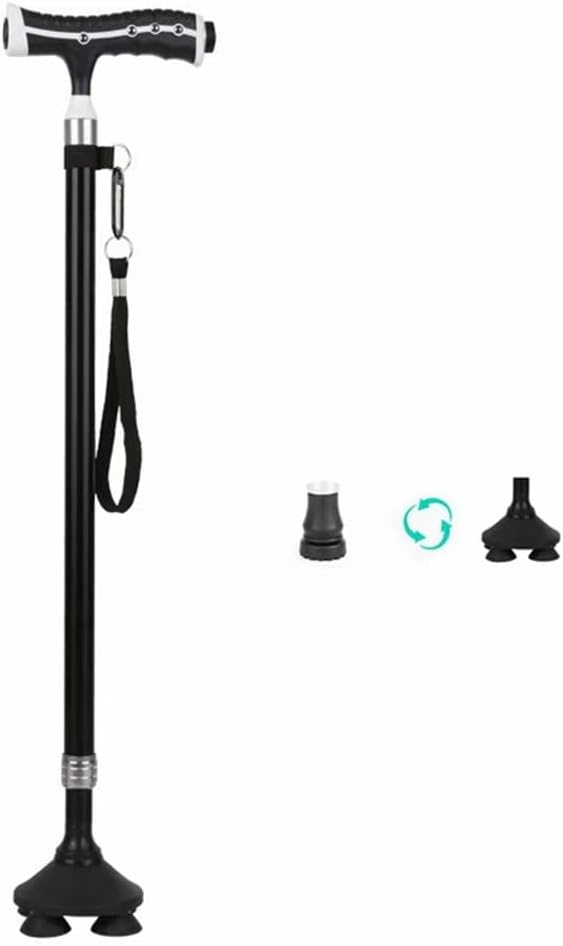 Multifunctional Crutches With LED Light Adjustable Armrest Cane For Elderly People