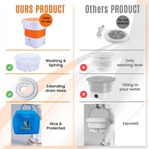 Portable Folding Washing Machine with Spin Dryer, Mini Washer for Baby Clothes, Underwear, Socks, Camping, Travelling