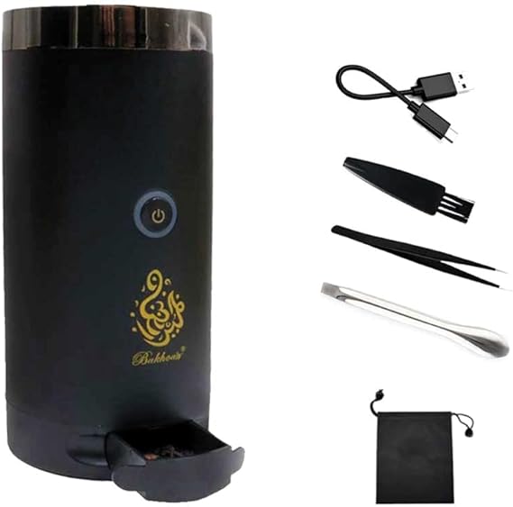 Bakhoor BoSidin Stylish Portable Incense Burner | USB Rechargeable Oud burner | Electric Arabic Mubkhara Device for Home Office and Car (X020-Black)