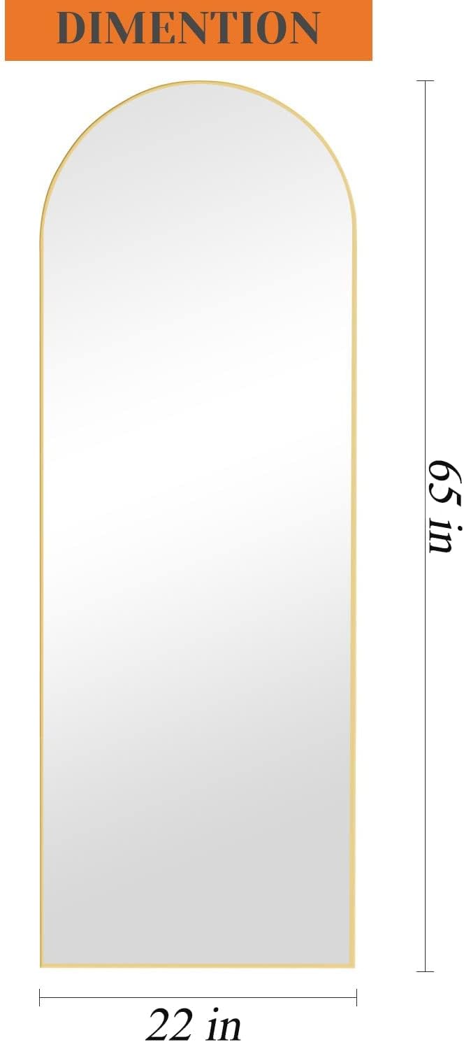 Gold Mirror with Stand, Large Floor Mirror, Full Length Standing Mirror or Leaning Against the Wall for Bedroom, Living Room, Wood Frame, Gold