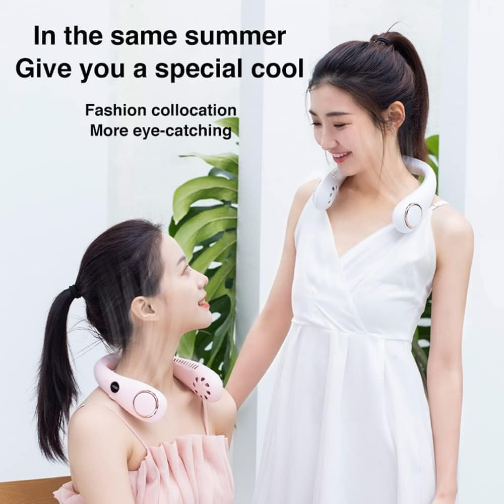 Neck Fan, 360° Adjustable Ultra-quiet Neck Cooler, 4000 mAh Digital Display Rechargeable Personal Fan, 3 Speeds Change Wearable USB Hanging Bladeless Neck Fan for Office, Outdoor