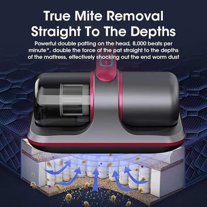 Cordless UV Mite Remover Vacuum Cleaner Wireless 100W Handheld Bed Cleaning Machine 8000Pa 2 Speeds 250ml Dust Collection