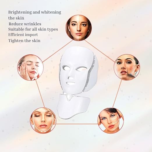 face & neck both, HICITI 7 Colors Light LED Facial Mask Skin Rejuvenation Face Care Treatment Beauty Anti Acne Therapy Whitening Skin Machine
