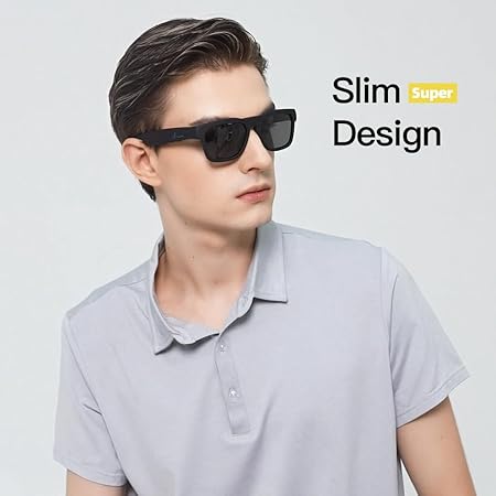 Bluetooth Sunglasses,Voice Control and Open Ear Style Smart Glasses Listen Music and Calls with Volume UP and Down,Bluetooth 5.0 Audio Glasses and IP44 Waterproof, unisex-adult