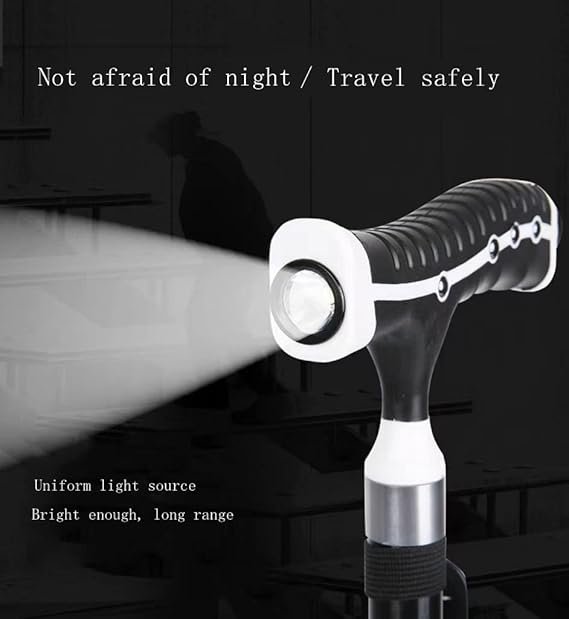 Multifunctional Crutches With LED Light Adjustable Armrest Cane For Elderly People