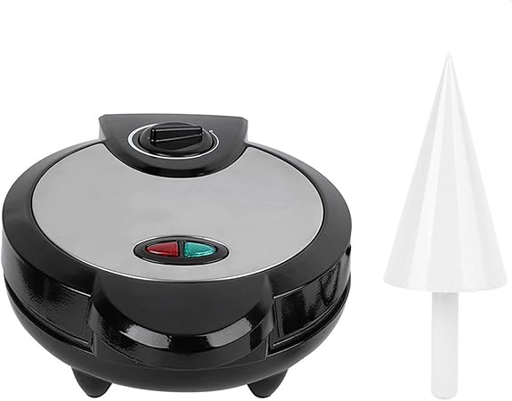 Electric Ice Cream Cone Maker With Roller Waffle Cone and Bowl Maker Nonstick Waffle Baking on Machine Stainless Steel Housing for Home Breakfast