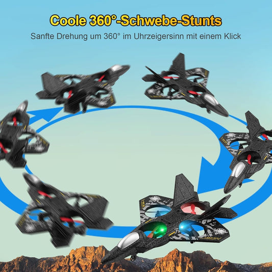 Remote Control Aeroplan, 2.4GHz RC Fighter Plane, LED Lights, USB Charging, RTF for Beginners