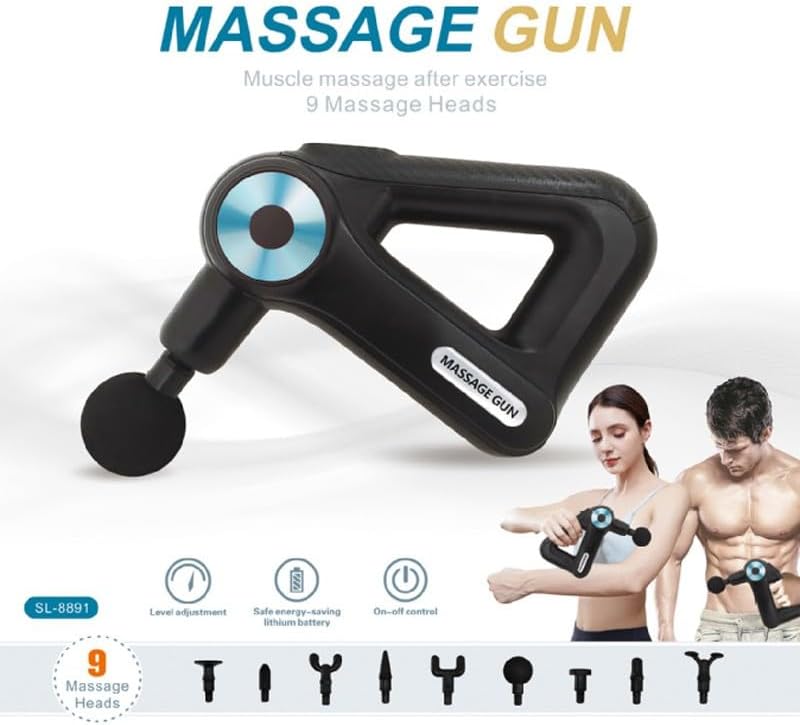 Massage Gun Deep Tissue, Handheld Muscle Massager, Mini Massage Gun for Fatigue and Pain Relief, Percussion Massage Gun with 9 Attachments & 9 Speeds(Color:A)