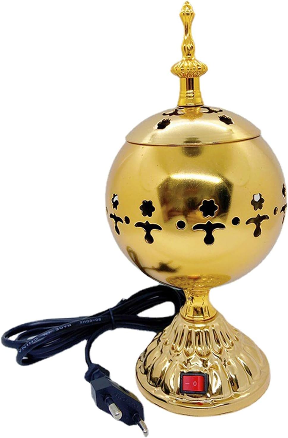 Electric Incense Burner Portable 12 cm Height Incense Burner for Yoga Office Ornament, Gold