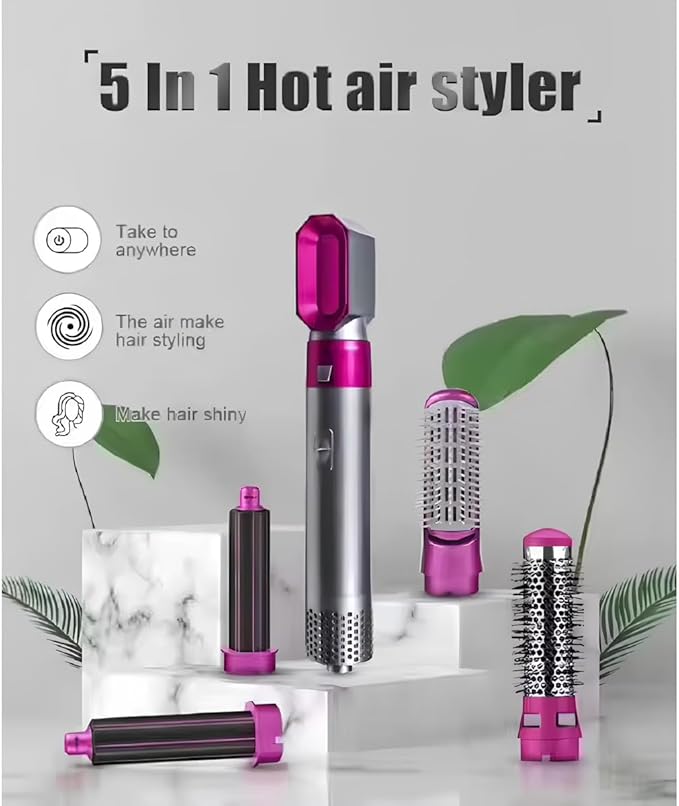 The Best 5-in-1 Hair Dryer & Styler Brush Set - Professional Hair Curler, Straightener, Comb & Detangler | Fast Drying, Styling, Curling, Straightening & Volumizing