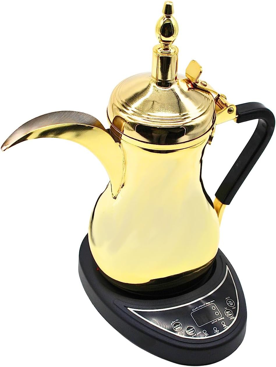 Biki Afco Electric Arabic Tea Coffee Maker | Luxury & Professional Pot Stainless Steel | 800Watt Gold, 1L Capacity