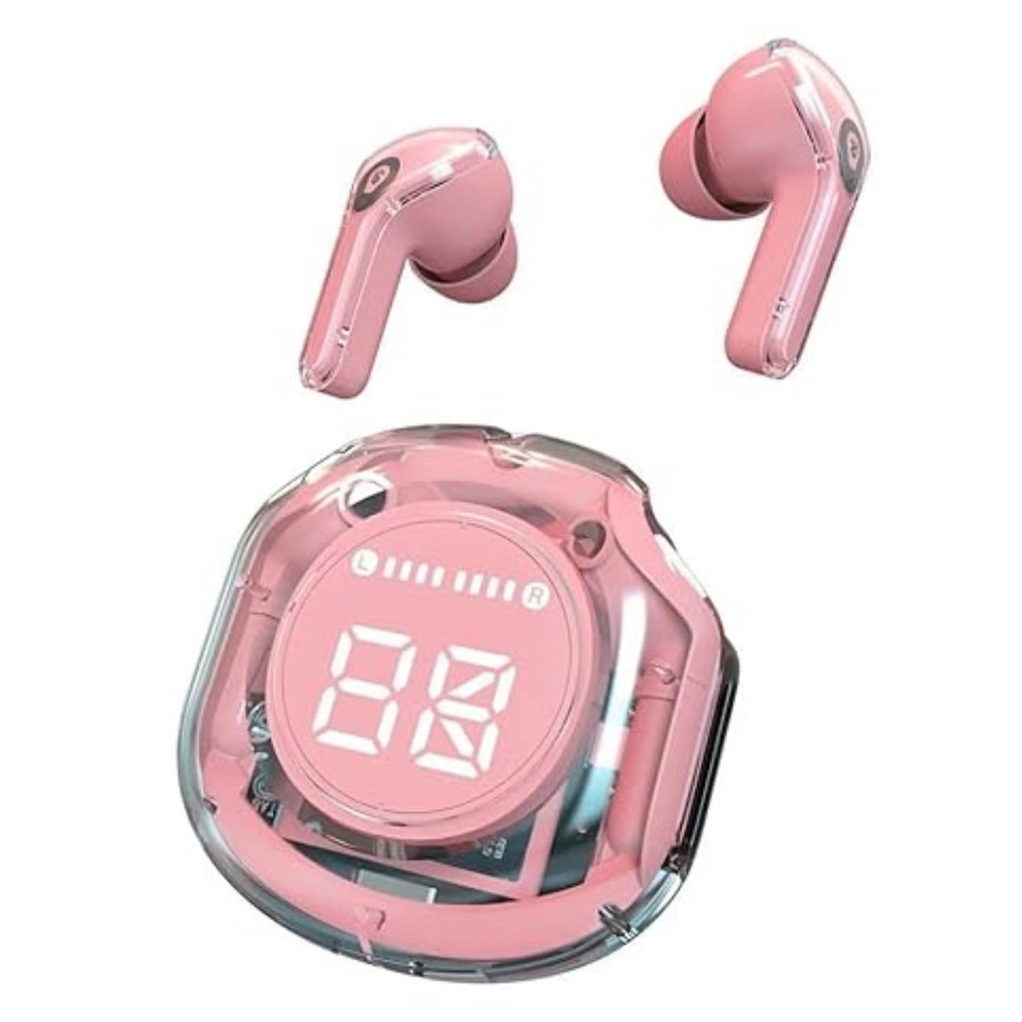 Ultrapods Pro Premium Noise Cancelling In Ear Earbuds, Led Display, Smart Touch Controls, And Long Battery Life - Sleek Design, Customizable Fit And Seamless Pairing (Pink)