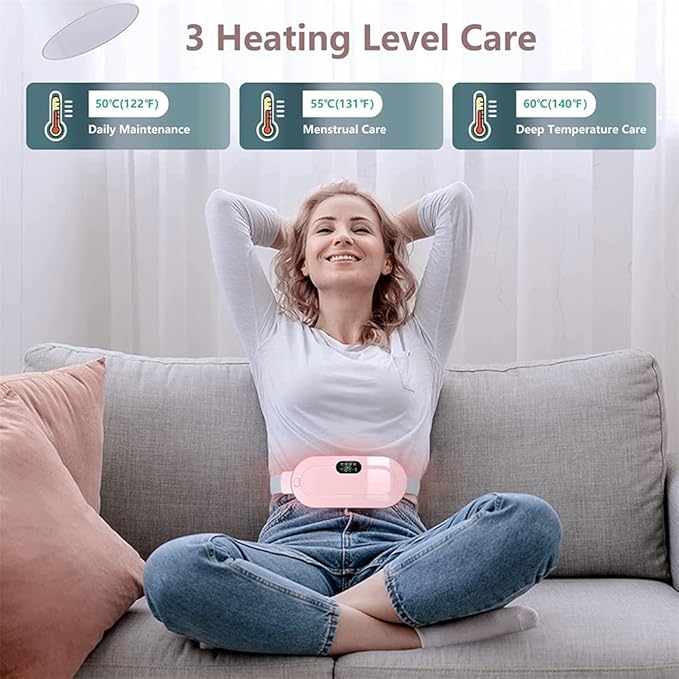 Sika deer Portable Heating Pad for Period Cramps, Electric Waist Belt Device, Menstrual Heating Pad with 5 Heat Levels and 4 Massage Modes for Cramps Relief Gift for Women and Girls