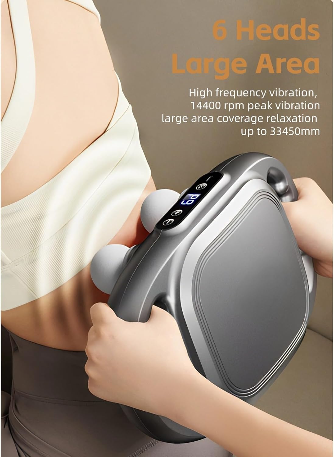 6 Head Massage Gun Deep Tissue, Percussion Massager Gun with 9 Levels & 9 Modes, Electric Massager Tool for Back, Neck, Leg, Full Body Muscle Pain Relief
