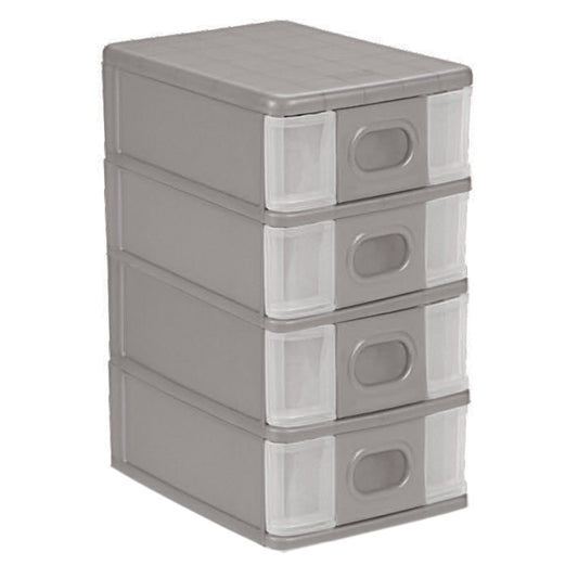Alpha 4 Rectangle Plastic Drawer, Grey