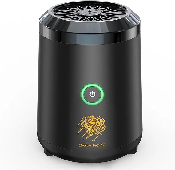 Bakhoor BoSidin Stylish Portable Incense Burner | USB Rechargeable burner | Electric Arabic Mubkhara Device for Home Office and Car (Black)