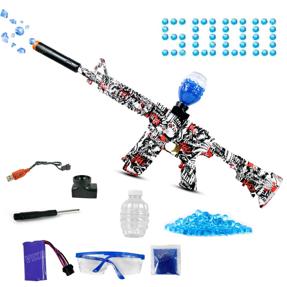 Small Balls Blaster Gun with 5000 Small Balls, Battery Gun with Automatic Fast Fire Rate for Adults