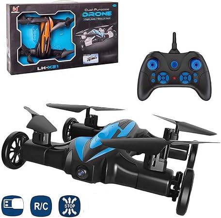 LH-X21 RC Car With Camera Mini Drone With Camera 2-In-1 RC Flying Car & Drone With Camera Headless Mode 3D Rolling One-key Return Portable Drone & RC Car With Camera For Adults And Kids (Orange)