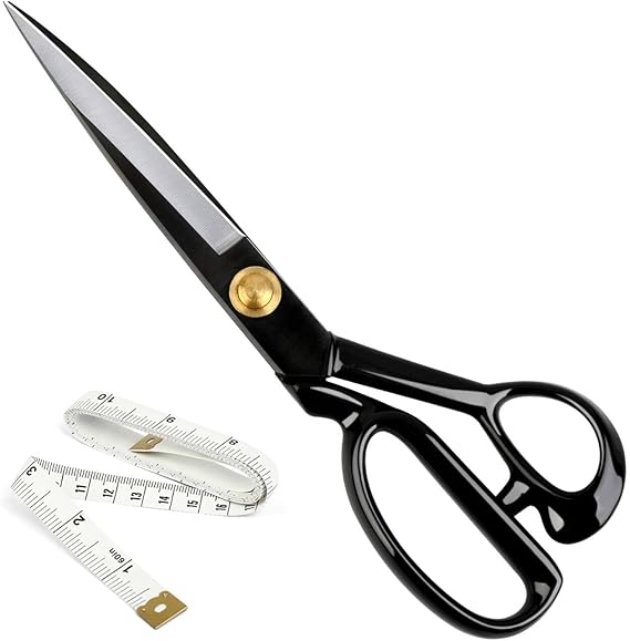Fabric Scissors Professional 10 inch Heavy Duty Scissors for Leather Sewing Shears for Tailoring Industrial Strength High Carbon Steel Tailor Shears Sharp for Home Office Artists Dressmakers, Black