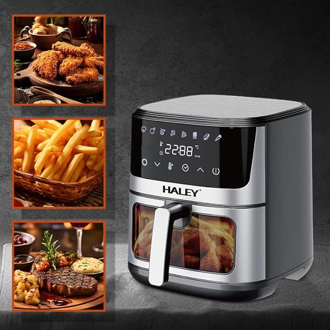 Wtrtr HALEY Air Fryer 10L with Window, 2000W stainless steel air fryer oven led touch screen oilless, ptfe free, dishwasher safe,2 Years Warranty (10L)
