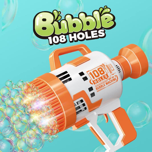 L-Athna Bubble Machine, Bubble Gun, 108 Holes, Creates a Fairytale Atmosphere, Bubbles, Electric, Bazooka Shape, Bubble Maker, Atmosphere, Outdoor Play, Kids, Girls, Boys, Toys, Birthday, Party, Gift,
