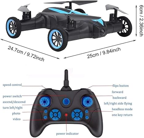 LH-X21 RC Car With Camera Mini Drone With Camera 2-In-1 RC Flying Car & Drone With Camera Headless Mode 3D Rolling One-key Return Portable Drone & RC Car With Camera For Adults And Kids (Orange)