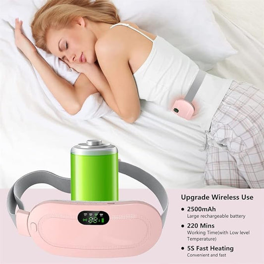 Sika deer Portable Heating Pad for Period Cramps, Electric Waist Belt Device, Menstrual Heating Pad with 5 Heat Levels and 4 Massage Modes for Cramps Relief Gift for Women and Girls