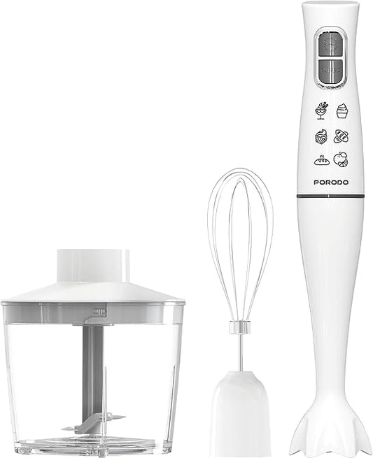 Hand Blender Food 300W, Chopper & Whisker, High Performance Blades, 500mL Bowl Capacity, Splash Control Design, Durable & Compact, UK 3-Pin Plug