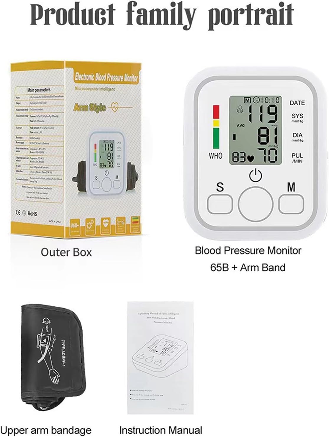 Upper Arm Body Health Monitor,Digital Arm Use Body Health Monitor | Real-Time Portable Gauge Smart Data Management for House, Travel, Clinic, School, Hospital