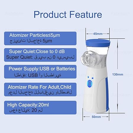Nebulizer,Portable Mini Vaporizers Handheld Atomizers for Adults and Children,Ultrasonic Humidifier for Home and Travel Use, Steam Mesh Inhalators (2024 Blue-upgrade)