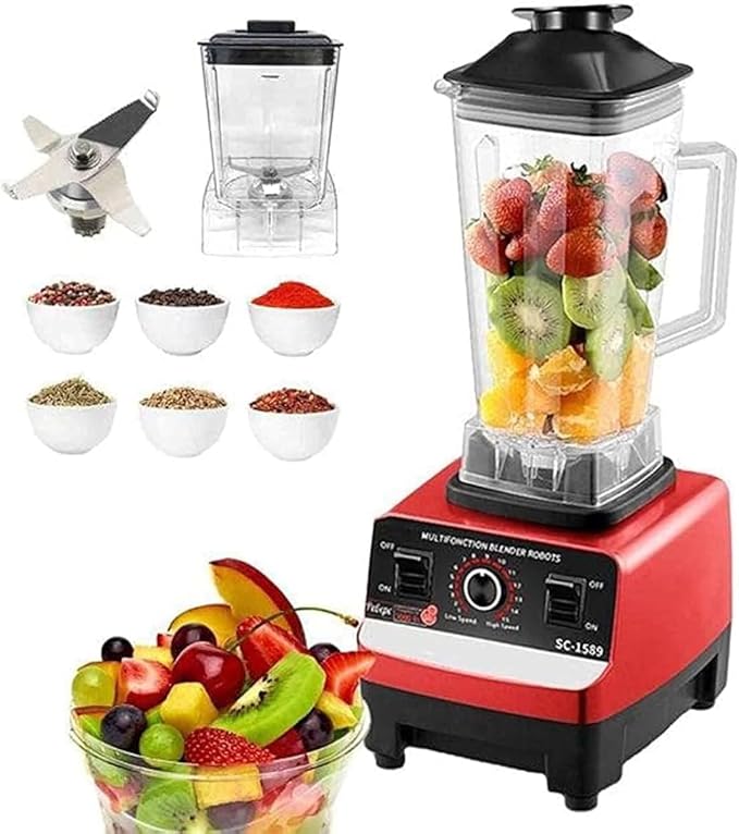 Silver Crust 4500W Heavy Duty Commercial Grade Blender: Multifunctional 2-in-1 Juicer Mixer with 2 Jars SC-1589 | Dishwasher Safe, Stainless Steel Blades | Fruit Processor, Grinder, Smoothie Maker