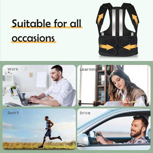 Back Brace with Suspenders for Men - Adjustable - Removable Shoulder Straps - Lumbar Support Belt - Lower Back Pain, Work, Lifting, Exercise, Gym - Black