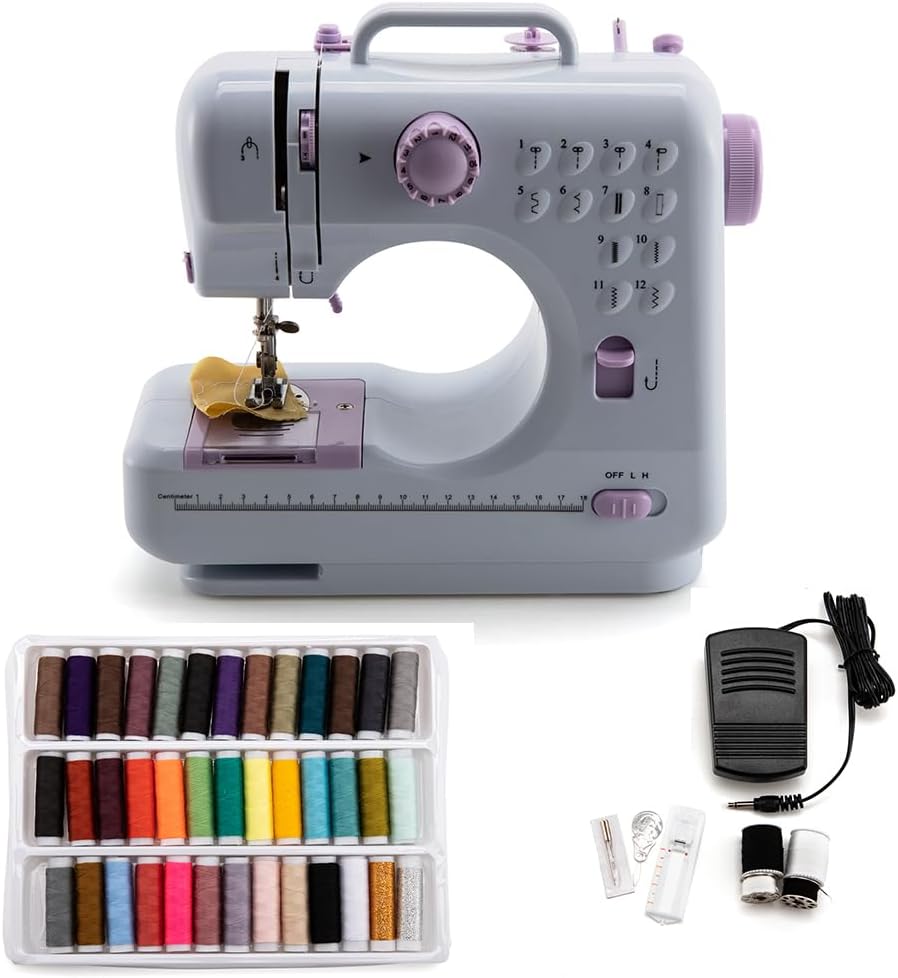 Mini Sewing Machine Portable Sewing Machine for Beginners Adults, Electric Handwork Speed Crafting Mending Machine Electric Overlock Sewing Machines for Sewing Silk Denim Wool Leather