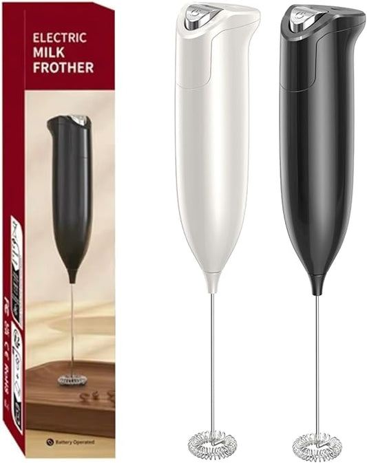 Milk Frother – Handheld Foam Whisk & Mini Beater for Coffee, Lattes, Cappuccinos, Matcha & Smooth Milk Drinks (Black)