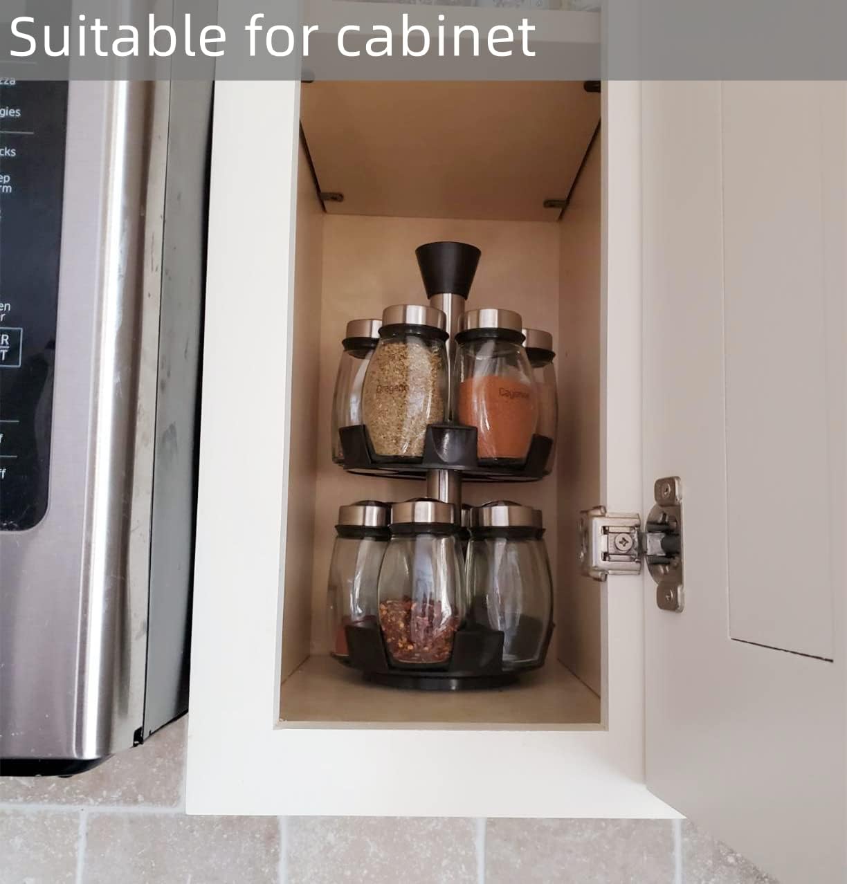 Revolving Spice Rack Organizer Countertop, Spinning Spice Storage Rack Tower Organizer