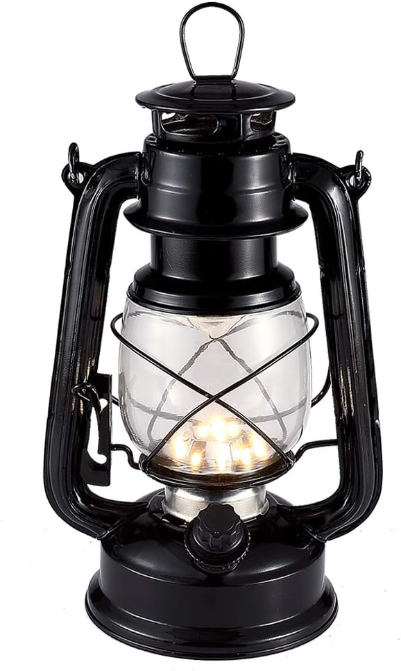 Vintage LED Hurricane Lantern Camping Lamp, Warm White Battery Operated Lantern