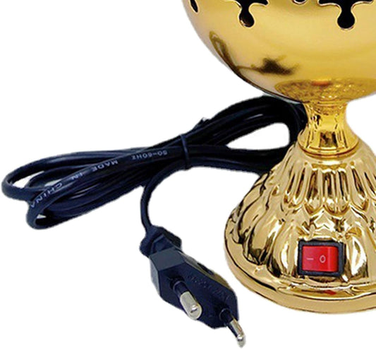 Electric Incense Burner Portable 12 cm Height Incense Burner for Yoga Office Ornament, Gold