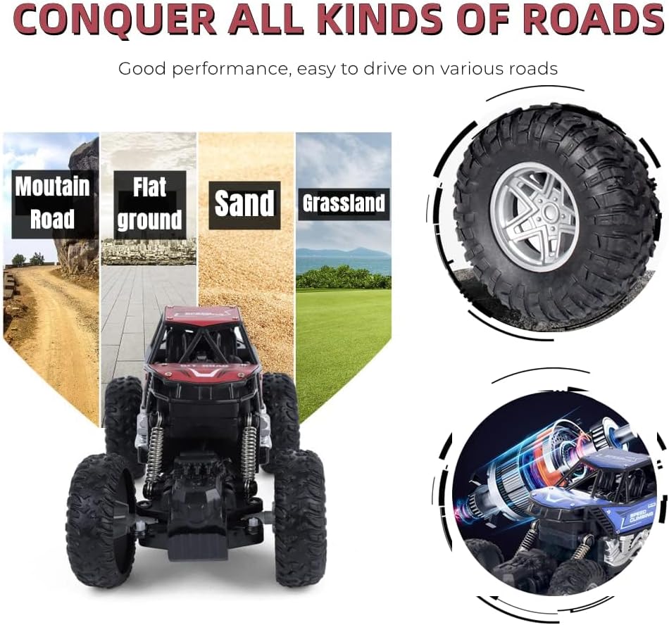 Car Toys Remote Control, Off-road Climbing Car High-speed Drift Racing Toy with Rechargeable Battery,Boys Girls Kids...