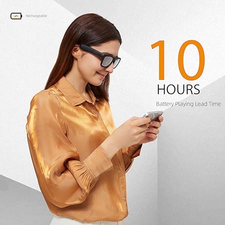Bluetooth Sunglasses,Voice Control and Open Ear Style Smart Glasses Listen Music and Calls with Volume UP and Down,Bluetooth 5.0 Audio Glasses and IP44 Waterproof, unisex-adult