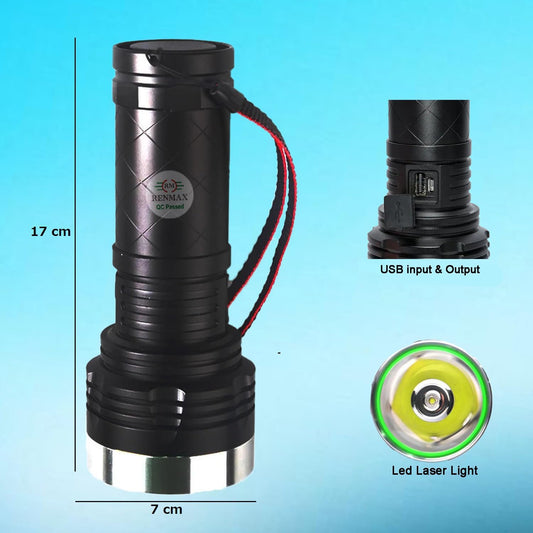 STAR Super Strong Bright HGH Beam Torch Light LED 2.5Km Range Rechargeable 7800mAh Torch 5