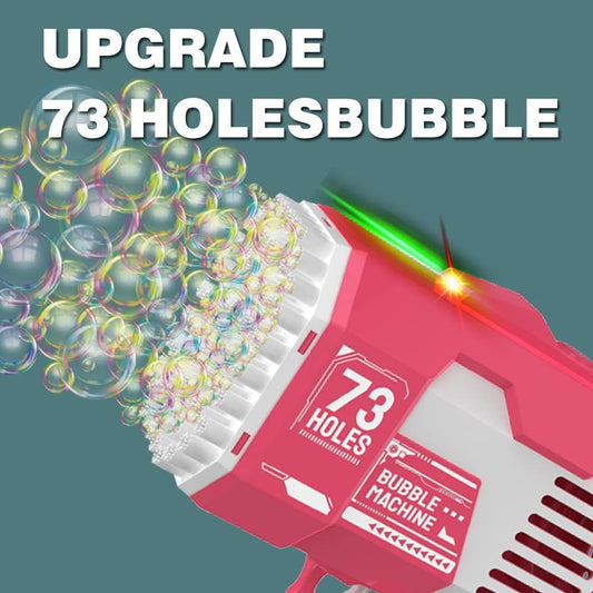ANGELGGH Bubble Gun with 73-Hole and Light, Summer Indoor Outdoor Activity Bubble Blaster Party Favors Electric Automatic Bubble Maker Machine (Red)